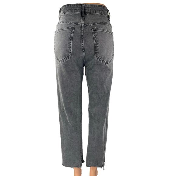 Cotton On Women's Black Frayed Raw Hem Stretch Straight Leg Denim Jeans Pants 4 - Picture 3 of 5